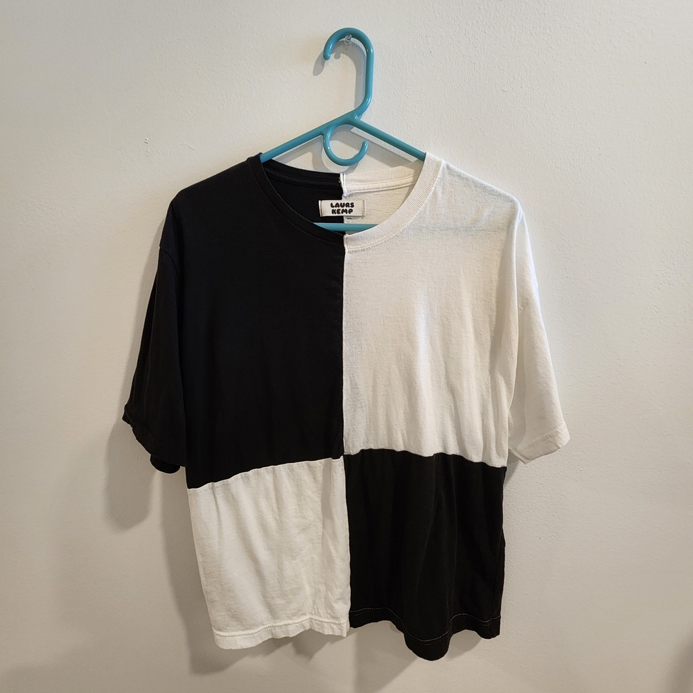 Laurs Kemp Black & White Chess T-Shirt Colorblock Upcycled Portland Designer